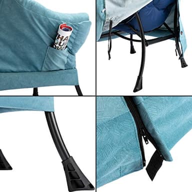 HollyHOME Lazy Chair with Foldable Ottoman, Accent Comfy Lounge Armchair and Folding Footrest Stool, Leisure Sofa Reading Chair and Footstool for Living Room, Bedroom, Dorm,Blue - Image 7