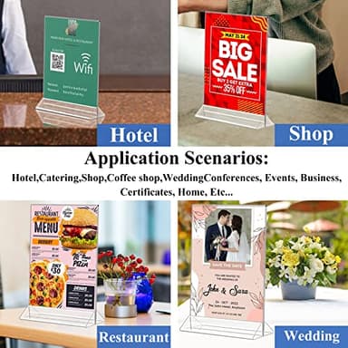 Seencool Acrylic Sign Holder 8.5 x 11 Vertical Double-Sided Flyer Display Stands, Plastic Table Menu Stand, Clear Picture Paper Frames for Office Home Store Restaurant 6Pack - Image 6