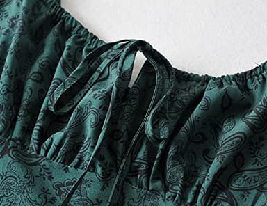 Omoone Womens Floral Dress Low-Cut Square Neck Spaghetti Strap Tie Bodycorn 90s Y2k Sun Dresses (01Green, Medium) - Image 6