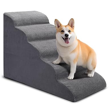 CiWiVOKi Dog Stairs for Bed, 5 Tier Dog Steps for Couch and High Bed, Non-Slip Pet Stairs, 24" High Sofa Foam Ramp - Best for Small Pets, Older Cats with Joint Pain - Image 1