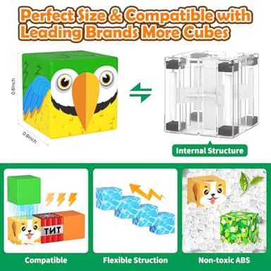 Magnetic Blocks with Forest Animals Toys, Build Mine Magnet World Set, Magnetic Tiles Building for Boys & Girls Age 4-8 5-7, STEM Montessori Sensory Toys for Toddlers Kids Gifts for 3+ Years Old - Image 3