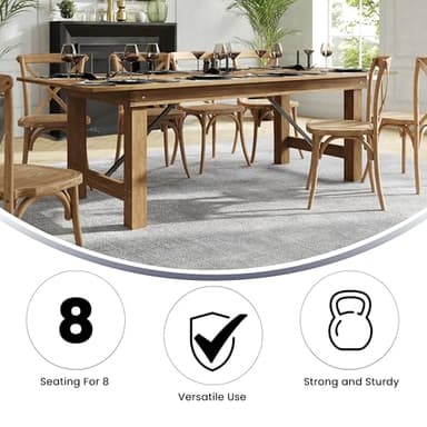 Flash Furniture Hercules Series 8' x 40" Rustic Solid Pine Folding Dining Table, Rectangular Antique Farmhouse Dining and Event Extension Table - Image 5