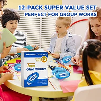 12 Pack Double Sided Tape Roller, 8mm x 315 Inch Permanent Adhesive Scrapbook Tape Dispenser Runner, Glue Tape Roller for Scrapbooking, Crafts and Arts Projects, Photo-Safe, Smooth & Clean - Image 6