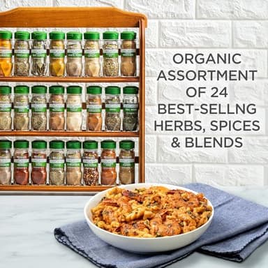 McCormick Gourmet Three Tier Wood 24 Piece Organic Spice Rack Organizer with Spices Included, 27.6 oz - Image 14