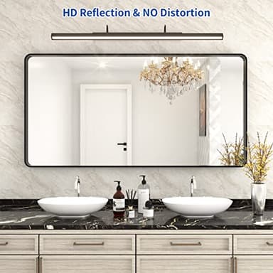 WEER Black Bathroom Mirror for Wall 60X30 Inch, Rectangular Black Metal Framed Vanity Mirror, Farmhouse Matte Black Mirror with Tempered Glass, Rounded Corner, Anti-Rust (Horizontal/Vertical) - Image 2