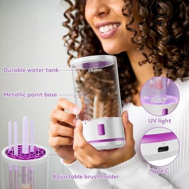 Electric Makeup Brush Cleaner machine, 2 in 1 Makeup Brush Washer, Battery Operated Automatic Spinning Cosmetic Brush Cleaner Ceanser For All Type Brushes Sponges - Image 3