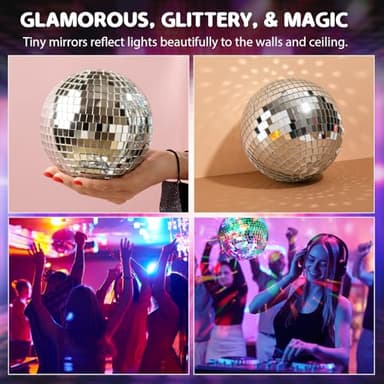 ReyeeInc Disco Ball Light with Remote, Small 6in Hanging Mirror Ball and Battery Operated Rotating Motor with 4 Light Colors and 18 LEDs for Party Decor - Image 7