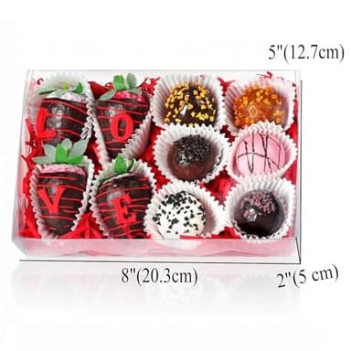 SLShePack 10PCS 8x5x2 Inch Clear Cookie Boxes Chocolate Covered Strawberry Boxes Bakery Boxes with Window Cakesickle boxes Chocolate Truffle Boxes Pretzel Boxes - Image 3