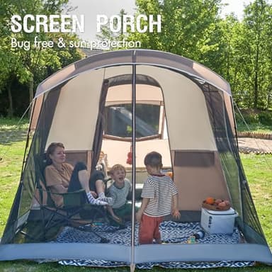 Portal 6 Person Family Camping Tents with Screen Porch, Weater Resistant 7' Tall Tent with Rainfly & Upgrated Poles, Easy Setup Tent for Outdoor Family Camping - Image 3