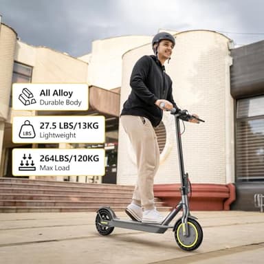 Electric Scooter Adults, Max 16Mph & 10-15 Miles Range E-Scooter, E-Scooter with APP Control, Powerful 350W 8.5" Solid Tires Foldable Electric Scooters (Seats Optional) (JS01-5.2ah-Grey1) - Image 2