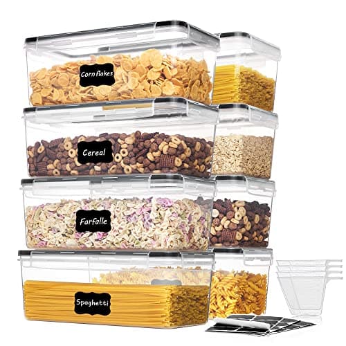 Vtopmart Airtight Food Storage Containers with Lids 8PCS Set 3.2L, Plastic Spaghetti Container for Pasta organizer, BPA Free Air Tight House Kitchen Pantry Organization - Image 1
