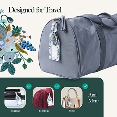 Rifle Paper Co. Luggage Tag, Holder for Apple AirTag - Travel Essentials Vegan Leather Luggage Name Tag w/ Metal Buckle, Unique Floral Print Luggage Tag w/ Airtag Case for Vacation - Garden Party Blue - Image 6