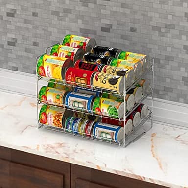 Deco Brothers Stackable Can Rack Organizer for Kitchen and Pantry, Holds Upto 36 Cans, Chrome Finish - Image 3