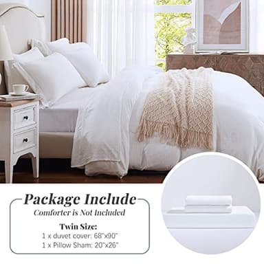 MILDLY Super Soft Duvet Cover 2pcs - 100% Washed Microfiber Bright White Comforter Cover Set with Zipper Closure & Corner Ties (No Comforter) - Image 7