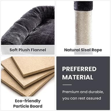 SHA CERLIN 68 Inches Multi-Level Large Cat Tree for Large Kitties/Big Cat Tower with Condo/Cozy Plush Pussycat Perches/Sisal Scratching Posts and Hammocks/Activity Center/Dark Grey - Image 5