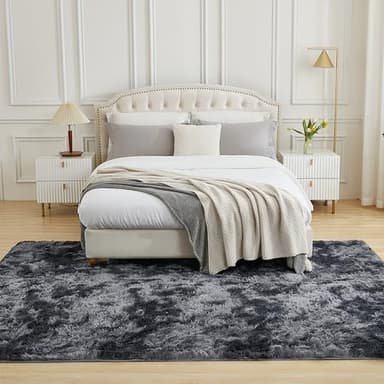 Andency 8x10 Area Rugs for Living Room, Upgrade Non-Slip Fluffy Soft Large Shag Bedroom Carpet, Tie-Dyed Dark Grey Big Indoor Thick Nursery Rug for Kids Dorm Home Decor Aesthetic - Image 7