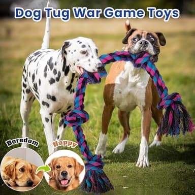 Heavy Duty Dog Rope Toys for Aggressive Chewers - 2 Pack Indestructible Tug of War Toys for Medium to Large Breeds, 100% Cotton for Boredom and Teeth Cleaning - Image 6