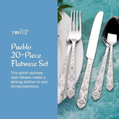 Towle Everyday Pueblo 20-Piece Stainless Steel Flatware Set, Service for 4 - Image 4