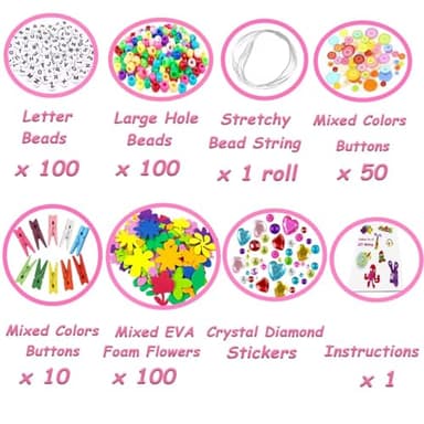 VLUSSO 3000Pcs Arts and Crafts Supplies for Kids Girls 8-12 Craft Kit with Pipe Cleaners Beads Crafts for Kids DIY School Supplies Set Crafting Box for Girls Boys Age 4-6, 6-8, 8-12 Years Gifts - Image 4