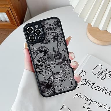 XIZYO for iPhone 16 Pro Max Case, Floral Rose Cute Phone Case for Women Girls Aesthetic Pattern Print Slim TPU Bumper Shockproof Protective Cover for iPhone 16 Pro Max 6.9 Inch, Black - Image 3