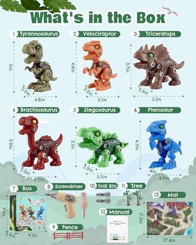 6 Pack Kids Toy Stem Dinosaur Toys, Kids Take Apart Construction Building Toys Learning Educational Dino Kit Play Set Party Christmas Birthday Gifts for Toddler Boys Girls Age 3 4 5 6 7 8 + Year Old - Image 4