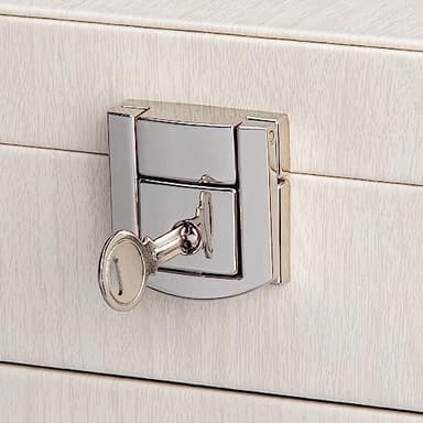 FEIYAN Large Jewelry Box,5-Tier PU Leather Jewelry Organizer with Lock,Multi-functional Storage Case with Mirror,Jewelry Organizer for Bracelets, Earrings, Rings, Necklaces (WHITE) - Image 8