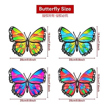 Kggetr 4Pcs Metal Butterflies Wall Decor, 9.8 inches Colorful Butterfly Art Decorations for Outdoor Fence Garden Yard Patio Tree, Great Gifts for Family Friends - Image 4