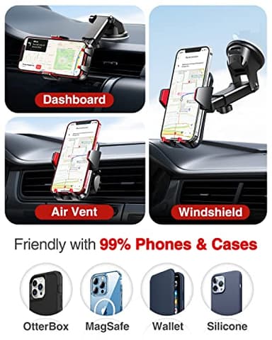 VANMASS 【2025 Strongest & Military-Grade Car Phone Mount 【Patent & Safety】 Ultimate Cell Phone Holder Best Handsfree Stand for Dash Windshield Vent for iPhone 16 Pro Max 15 14 Android & Truck, Red - Image 3