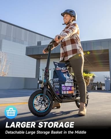 URBANMAX Electric Scooter with Seat, 550W Motor, 18.6MPH Top Speed, 20 Miles Range, Adults Electric Scooter with Large Storage Basket for Pets Dogs and Items,C1S-V1 - Image 2