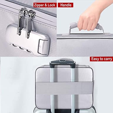 DocSafe Document Bag with Lock,Fireproof 3-Layer File Organizer Case with Water-Resistant Zipper,Document Storage Safe Bag Portable Travel Home for Paper,Files,Certificates,Gifts for Him,Silver - Image 7