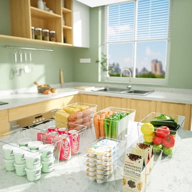 BALEINE Clear Plastic Storage Bins, Pantry Organization, BPA Free Stackable Refrigerator Organizers and Storage with Handles for Kitchen Fridge Cabinet Bathroom (4PK, 11x7.5x6) - Image 7