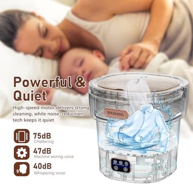 Portable Washing Machine - The Upgraded 12L Foldable Mini Washer with Powerful Cleaning & Low-Noise Design | Perfect for Household, Baby Clothes, Travel, Apartments/Dorms/RVs (Grey-White) - Image 7