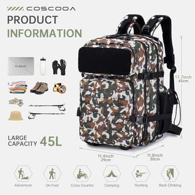 COSCOOA 50L Military Tactical Backpack for Men,Water Resistant Day Backpack Molle Army 3 Days Assault Pack Bug Out Bag,Heavy Duty Hiking Treeking Gym Rucksack - Image 6