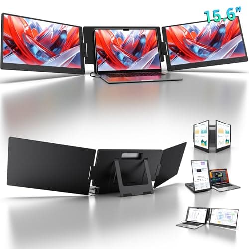 KYY 15.6" Laptop Screen Extender, 1080P FHD IPS Portable Monitor, One Cable USB-C Triple Monitor, Dual Travel Screen for 12"-17'' Laptops, 360° Rotation & Kickstand,X90D (Driver Need) - Image 1