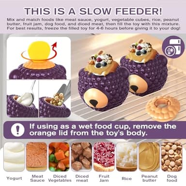 TERLOPBON Unbreakable Dog Toy for Power Chewers, Large Dog Interactive Feeder with Food Cups & Treat Food Slow Feeder - Anxiety Relief with Pupscile for Large Breeds (Purple) - Image 4