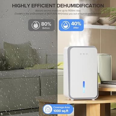 Onsekin Dehumidifier for Home, 1000 sq.ft Dehumidifier with Auto Shut Off, 7-Color LED Light Built-in Aromatherapy Diffuser, Ultra-Quiet Dehumidifiers for Bedroom, Bathroom, Basement (White) - Image 3