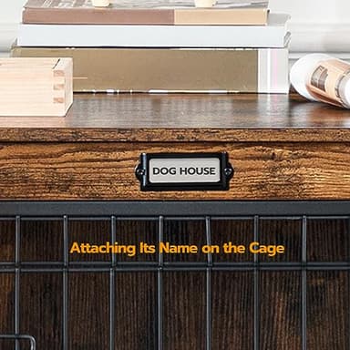 HOOBRO Dog Crate Furniture, 38.6" Large Dog Kennel Indoor, Wooden Cage with Pull-Out Tray, Double Doors Pet House Side End Table for Large/Medium/Small Dogs, Rustic Brown BF982GW03G1 - Image 8