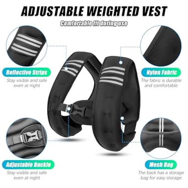 WTREE Weighted Vest Men or Women - 8 lb Weights with Reflective Stripe, Weighted vest for Workout Equipment for Strength Training Night Running - Image 6