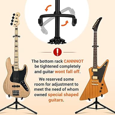 CAHAYA Universal Floor Guitar Stand - Folding Stands with Neck Holder for Acoustic, Electric, Classical & Bass Guitars - 2Pack CY0287 - Image 7