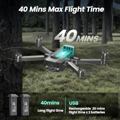 WeFone Drones with Camera for Adults 4k, WF30 GPS Follow Me Drone for Beginners Kids Foldable FPV RC Quadcopter, Return Home, Brushless Motor, 5G Transmission, 40 Mins Flight Time, 2 Batteries - Image 7