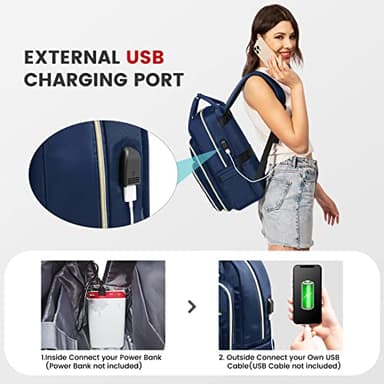 LOVEVOOK 17.3 Inch Laptop Backpack for Women,Fashion Work Backpack Purse for Women Men,Waterproof Travel Work Backpacks Purse for Teacher Nurse, Navy Blue. - Image 7