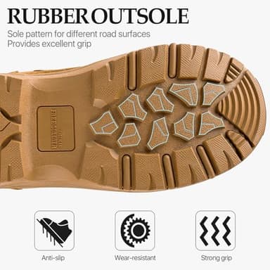 FREE SOLDIER Men's Tactical Boots 8 Inches Lightweight Combat Boot Durable Suede Leather Military Work Boots Desert Boot(Brown-waterproof,7) - Image 4