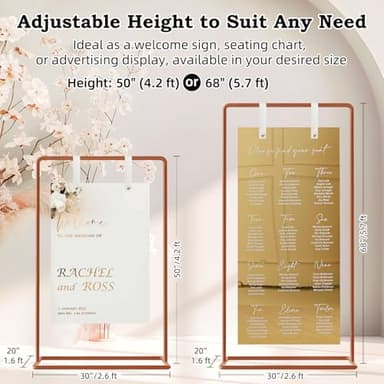 Wedding Sign Holder, Adjustable Welcome to Our Wedding Sign Stand W/Design Bundle & Leather Sign Hanging Straps, Heavy Duty Easel Stand for Sign, Wedding Seating Chart Stand, Easel for Display - Image 2