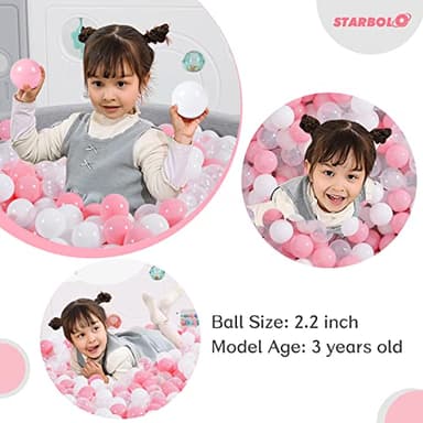 STARBOLO Ball Pit Balls for Kids - 100 Pieces Crush Proof Stress Balls BPA&Phthalate Free Non-Toxic Soft Plastic Ball for Baby Birthday Pool Play Water Toy Wedding Playpen Pit Accessories (Pink) - Image 5