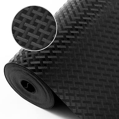 Shelf Liners for Kitchen Cabinets Refrigerator Liners Waterproof & Oil-Proof Kitchen Cupboard Liner Non-Slip Drawer Mats EVA Material Non Adhesive Fridge Liner for Shelves -Black 17.5 x 157.4 Inches - Image 1