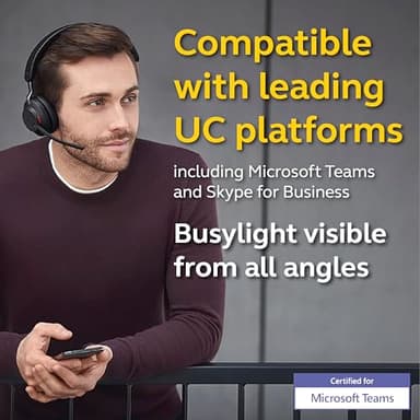 Jabra Evolve2 65 MS Wireless Headset with Link380c, Mono, Black – Wireless Bluetooth Headset for Calls and Music, 37 Hours of Battery Life, Passive Noise Cancelling Headphones - Image 6