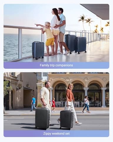 LIGHT FLIGHT Travel Luggage Sets, 3 Piece Set Suitcase with Spinner Wheels, Hardside Lightweight Luggage set with TSA Lock (20" 24" 28"), Black - Image 8