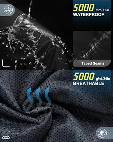 33,000ft Men's Rain Pants, Waterproof Rain Over Pants, Windproof Outdoor Pants for Hiking, Fishing Black - Image 3