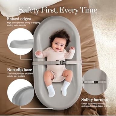 Wipe-Clean Changing Pad, Waterproof & Wipeable, Soft & Non-Slip Diaper Adjustable Safety Belt, Changing Pad for Dresser, Changing Table - Image 3