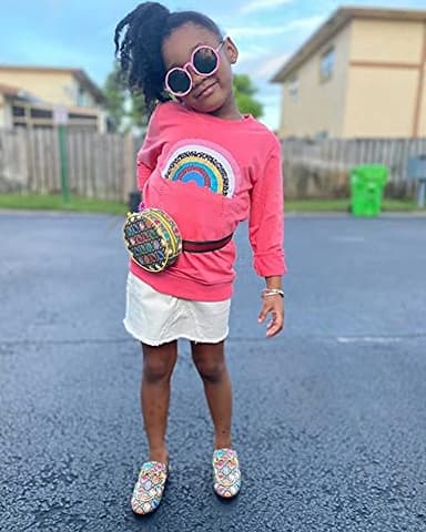 Bumeex Toddler Girl's Sweatshirt Clothes Outfit,Rainbow Crewneck Christmas Clothing Pink 4t - Image 2